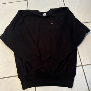 VTG 90s Champion Reverse Weave Crewneck Black Blank EUC Size XXL 25.5x29.5 USA